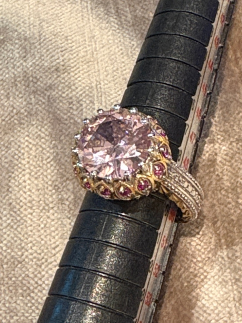 Amazing Pink-Purple Halo Cocktail Ring with Red Spinel Accent Stones 925 size 5 - Picture 2 of 9